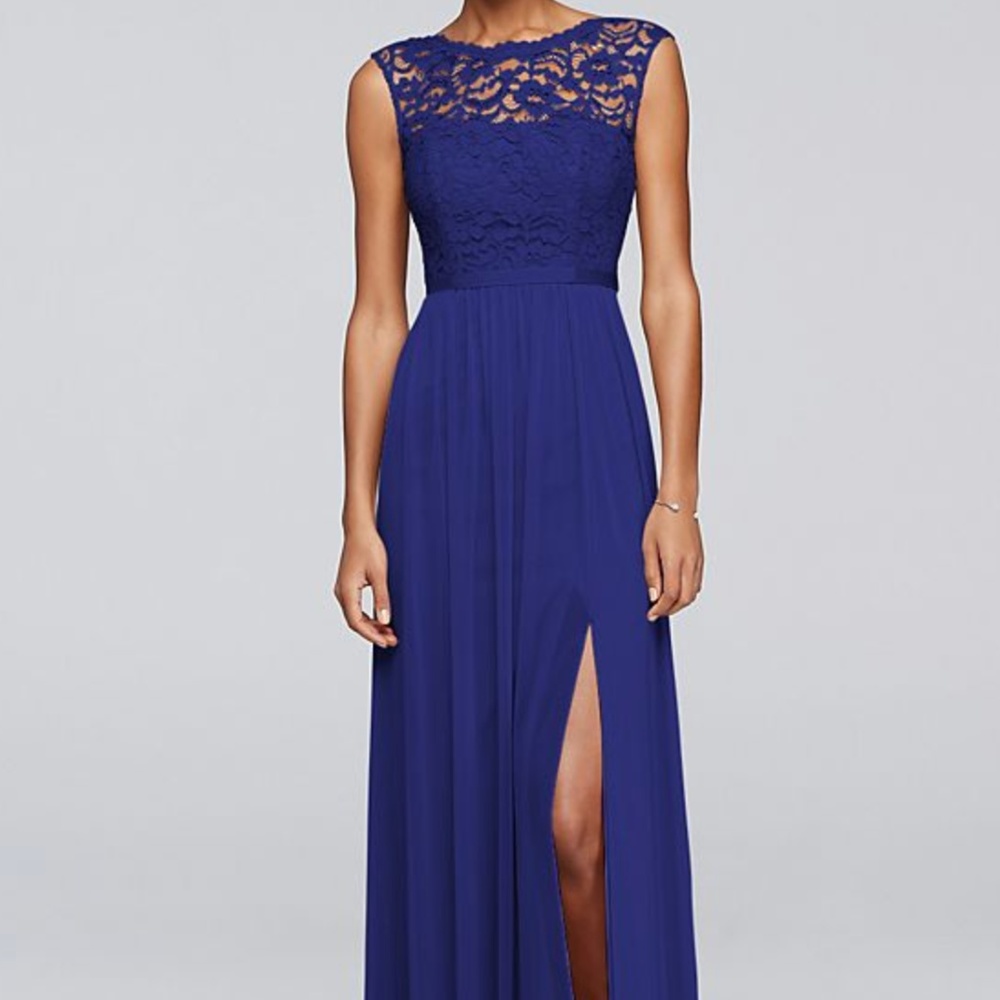 Long Bridesmaid Dress with Lace Bodice